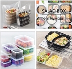 Factory custom PET PP PS plastic salad box salad bowl and container boxes,PET Disposable Transparent Eco-friendly Plasti