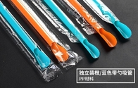 wholesale biodegradable 100% PLA drinking straw with spoon,eco friendly biodegradable PLA plastic drinking straw package