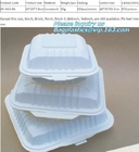 cornstarch eco Green 16oz Food Container Sugarcane Biodegradable Square Disposable Paper Salad Tray/Bowl bagplastics, pa