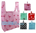190T polyester animal folding reusable shopping bag with small pouch,Eco friendly folding polyester foldable reusable sh