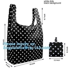 190T polyester animal folding reusable shopping bag with small pouch,Eco friendly folding polyester foldable reusable sh