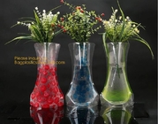 small standup vase folding disposable plastic vinyl for wedding, Wide Transparent Vinyl Plastic Standup Flower Vase